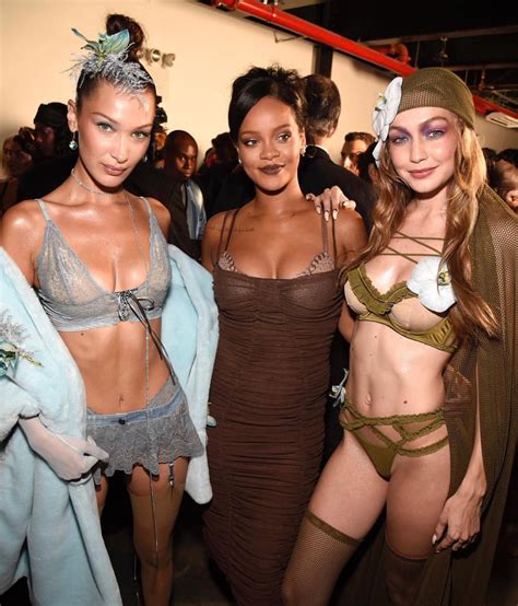 gigi and bella hadid strip to skimpy lingerie for the savage x fenty nyfw show