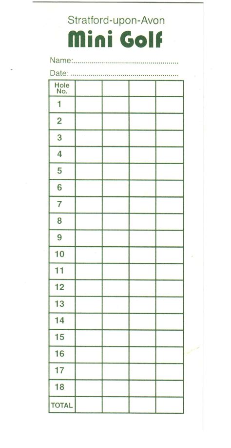downloadable printable blank golf scorecard template  calendar