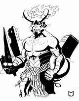 Hellboy Pages Coloring Bw Beast Mista Getcolorings Getdrawings Deviantart sketch template