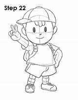 Ness Earthbound Coloring Lucas Smash Sketch Step Easydrawingtutorials sketch template