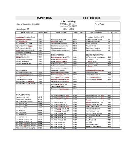 acupuncture superbill template printable templates