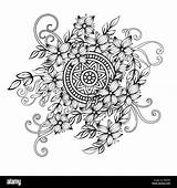 Coloring Flowers Therapy Mandalas Adult Stress Anti Illustration Floral Vector Drawn Hand Book Pattern Alamy Stock sketch template