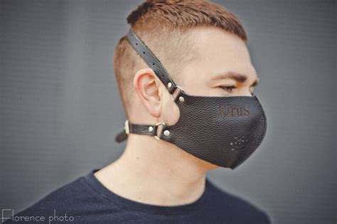 Personalized Face Leather Mask Black Bdsm Mask Reusable Etsy