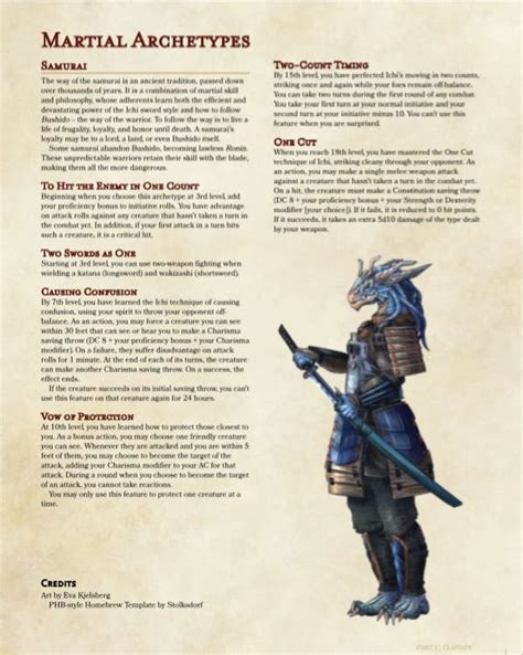 fighter archetype samurai  dungeon masters guild drivethrurpgcom