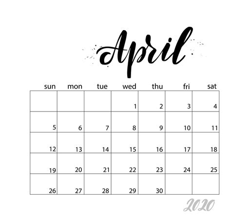 blank april  calendar  employee attendance  printable calendar