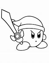 Kirby Coloring Pages Printable Kids Sword sketch template