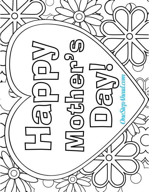 happy mothers day  coloring page printable  kids mothers