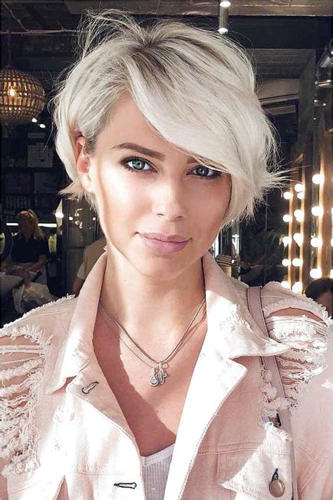 short pixie bob platinum blonde haircut with side bangs our collection