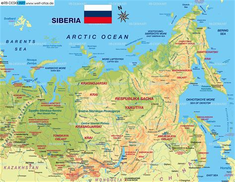 karte von sibirien region  russland welt atlasde