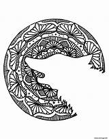 Mandala Coloriage Loup Lune Imprimer sketch template
