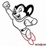 Mighty Mouse Draw Step Cartoons Various sketch template