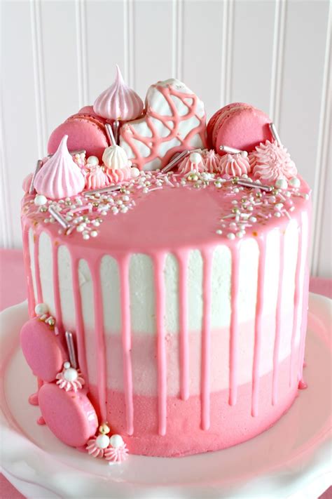 pink ombre drip layer cake love  confections