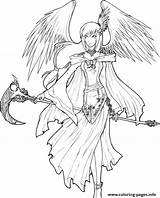 Angel Anime Death Coloring Pages Color Lineart Girl Angels Printable Female Tattoo Drawing Demon Line Colouring Adult Book Dark Demons sketch template