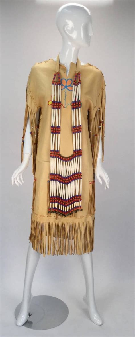 Authentic 1970s Native American Leather Handmade Painted Fringe Dress