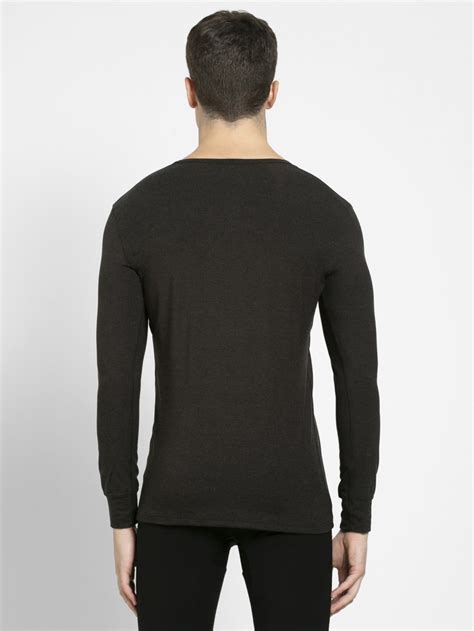 buy black extra soft acrylic fiber thermal long sleeve  shirt  men