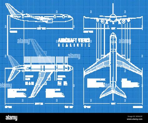 aviation industrial dimensioned drawing blueprint  outline airplane top side  front views