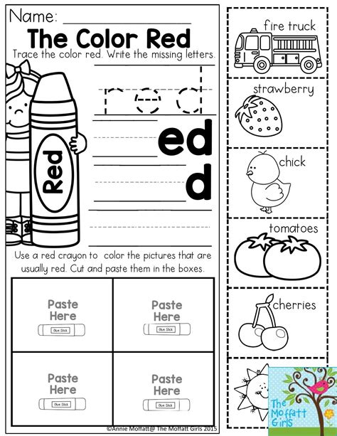 color red worksheet printable  preschool