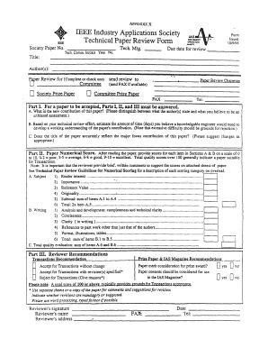 fillable  ewh ieee review forms  technical papers fax email