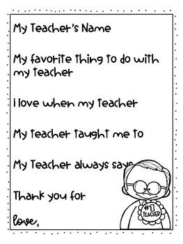 teacher appreciation fill   blank notes  kate dunlap tpt
