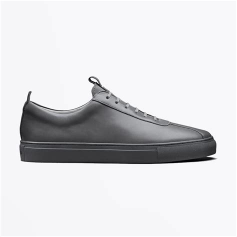 grenson sneaker  leather tennis shoe grey   stitch