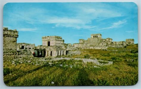 temple   frescoes zona arqueologica de tulum mexico vtg postcard   picclick