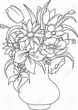 Bouquet Drawing Coloring Flowers Pages Vase Bunch Flower Summer Vases Colouring Easy Adult Carnation Color Printable Drawings Draw Book Sheets sketch template
