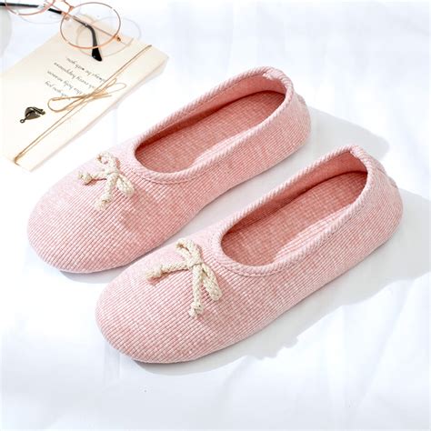 dodoing womens memory foam slippers house shoes breathable ballerina cotton slippers anti skid