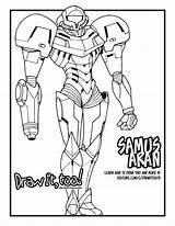 Samus Metroid Aran Coloring Drawing Draw Drawittoo Tutorial Too sketch template