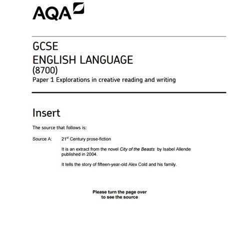 aqa gcse english language mock practice paper  paper  teaching