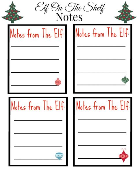printable elf   shelf notes