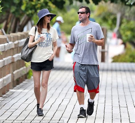 adam sandler shows chest while during miami vacation with wife of 13 years daily mail online