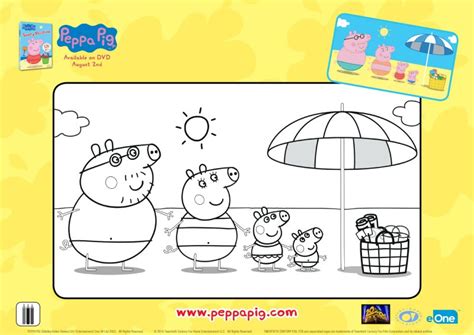 peppa pig family beach day coloring page mama likes