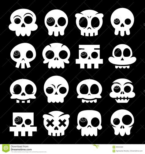 halloween vector cartoon skull icons mexican white cute