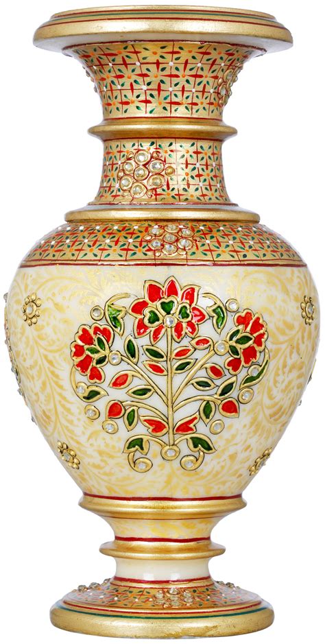 marble vase decorated  floral design