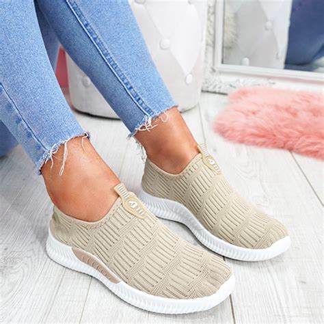 womens slip  knit style trainers ladies sneakers women sport shoes