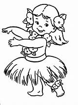 Coloring Hula Pages Girl Little Hawaiian Aloha Girls Chubby Beach Dancer Dancing Luau Drawing Ukulele Children Party Kid Colouring Color sketch template