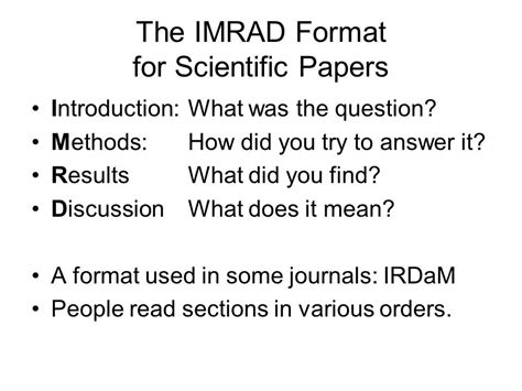 format  imrad thesis   result    variety