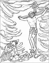 Crucifixion Jesus Coloring Cross Sermons4kids Loved God So sketch template