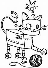 Robot Coloring Robots Tulamama Cat Everfreecoloring sketch template
