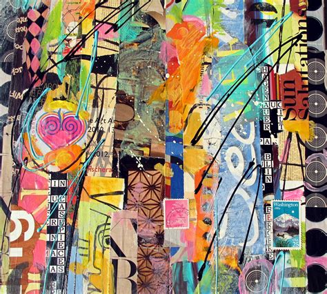nancy standlee fine art   rocks  torn paper mixed media collage abstract  high
