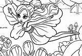 Coloring Barbie Thumbelina Pages Flying Over sketch template
