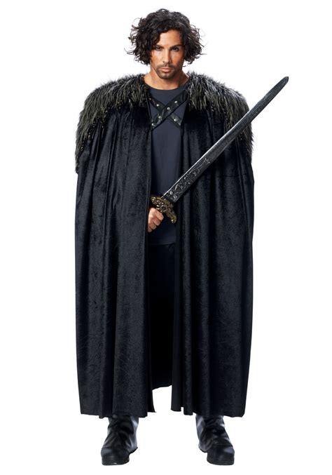 mens medieval fur trimmed black cape