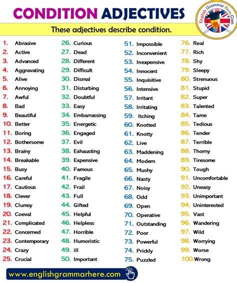adjectives comparatives  superlatives list english grammar