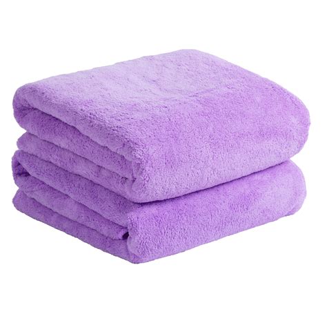 bath towels soft plush fleece bath towel set  piece solid purple