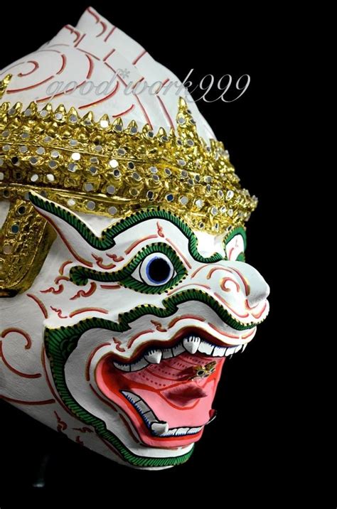 Thai Hanuman Mask Khon Head Costume Theater Dancing Tradition Decor