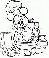 Mickey Coloring Cooking Pages Chef Mouse Disney Printable Cake Pancake Making Baking Kids Drawing Clipart Color Kitchen Print Minnie Books sketch template