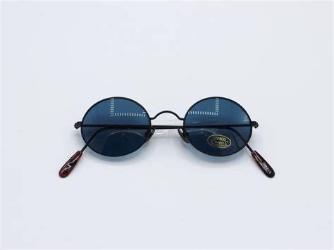 blue round 90 s vintage sunglasses blue tinted retro etsy