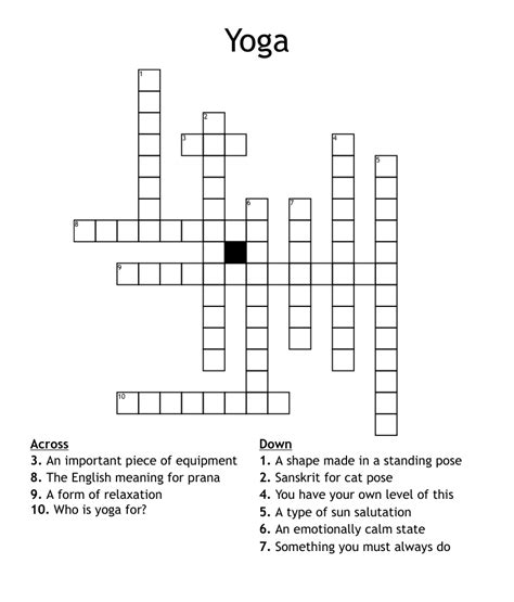 yoga crossword wordmint