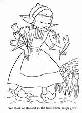 Coloring Pages Dutch Tulips Children Flowers Books Girl Lands Other 1954 Book Vintage Choose Board Patterns Picking sketch template