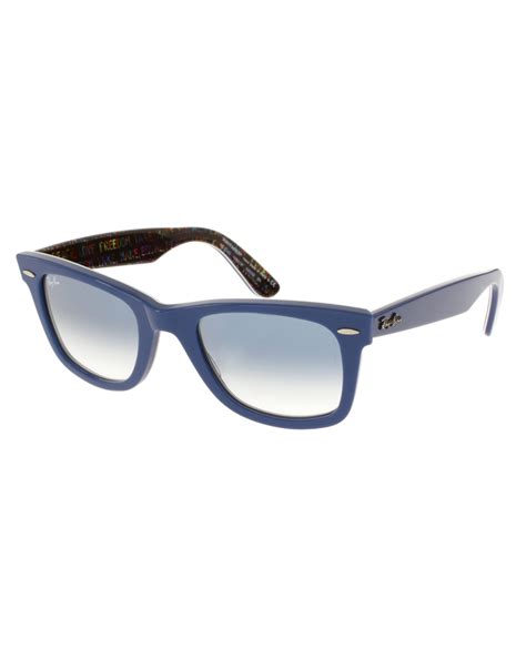 ray ban wayfarer sunglasses with internal print in blue for men lyst